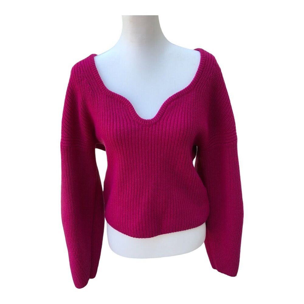 H&M Premium Collection Wool-Blend‎ Pink Sweetheart Neckline Sweater NWT Medium